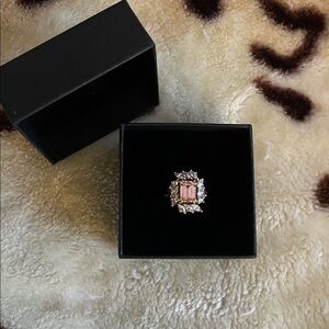 Gold and Pink Gemstone Women's Ring. 925 Sterling Silver-14k gold plated-SIZE 9!